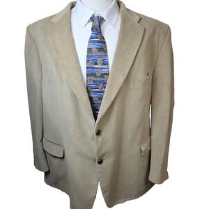 S.Cohen Corduroy Blazer Mens 52R Beige Sport Coat Comfort Two Button Notch Lapel